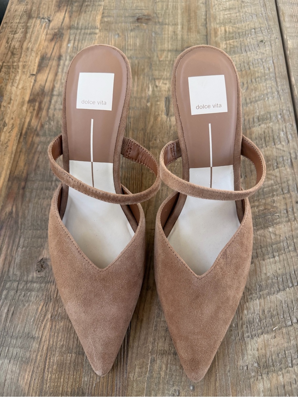 Dolce Vita Tan Suede Pointed Mule with Single Strap - Picture 1 of 5